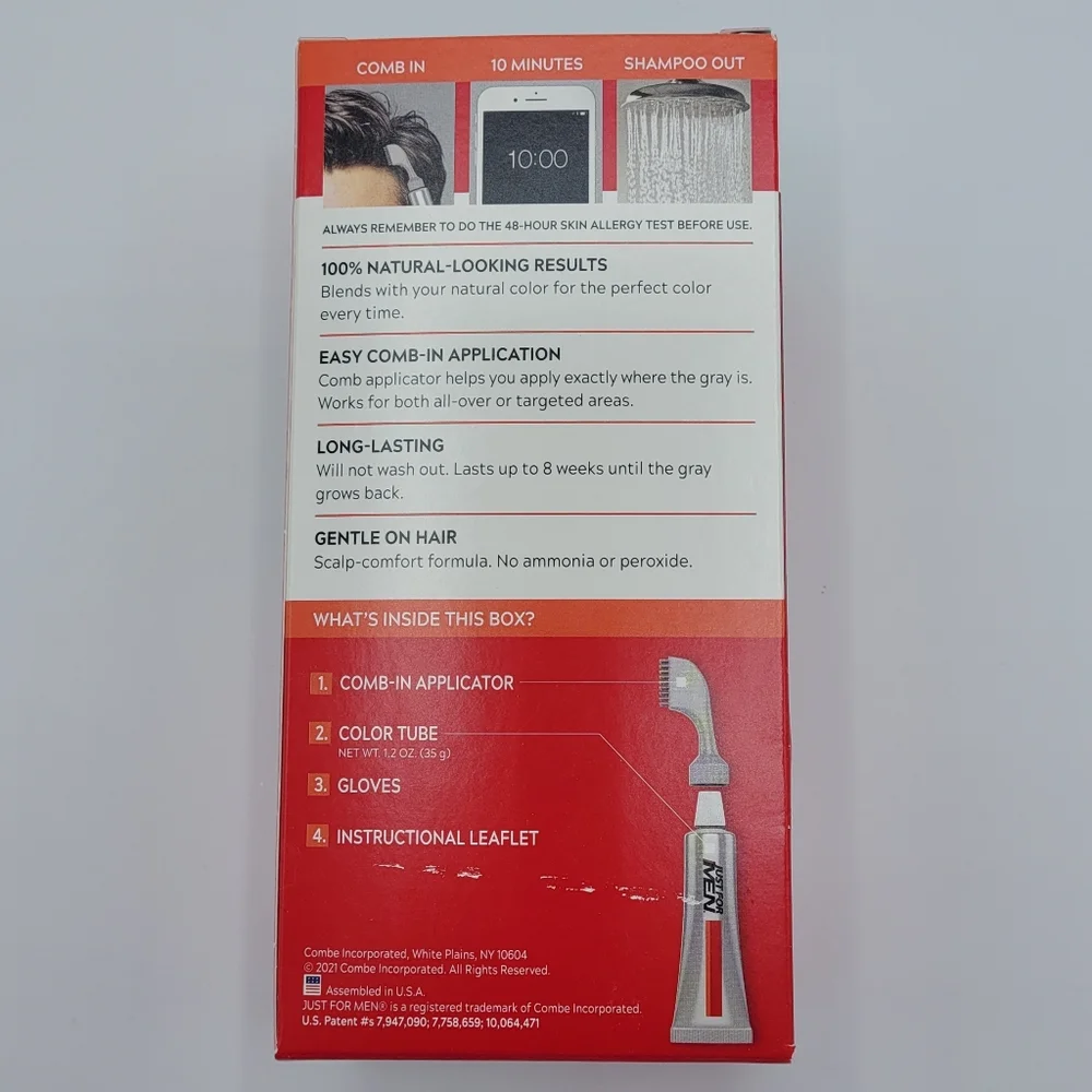 Just For Men Easy Comb-in Color Permanent Hair Dye Gray Coverage Dark Brown A-45